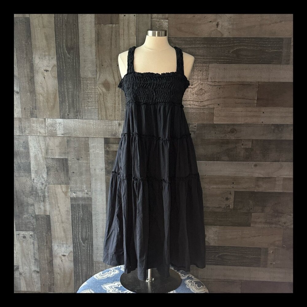 Anthropologie Black Tiered Maxi Dress